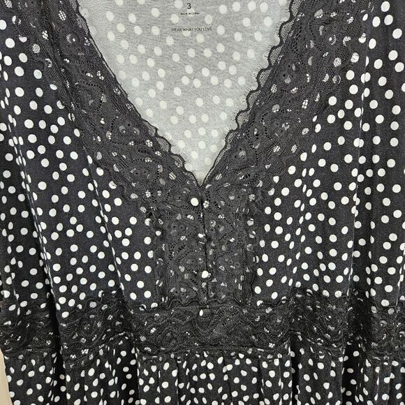 Torrid Babydoll Button-Front Top. Black & White 3X - Picture 4 of 12